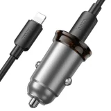 Миниатюра: Зарядно устройство за кола комплект HOCO NZ16 PD 30W 1x USB-C с кабел USB-C - Lightning, Черен