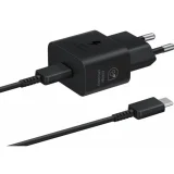 Миниатюра: Оригинално зарядно устройство комплект Samsung EP-T2510XBEGEU, 25W, 3A, 1x USB-C, с USB-C кабел, Черно