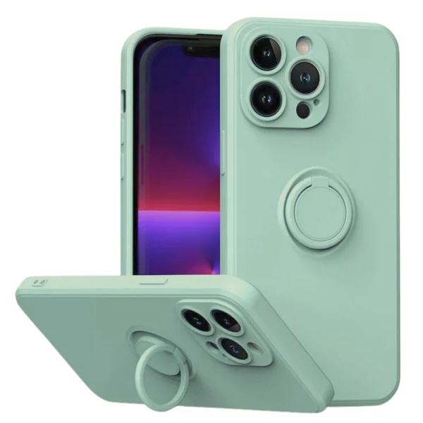 Силиконов кейс bSmart Finger Grip, За iPhone 14 Pro Max (6.7), Светлозелен