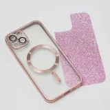 Миниатюра: Силиконов кейс bSmart Glitter Chrome Magsafe с протектори за камерите, За iPhone 15 Plus (6.7), Розов