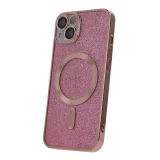 Миниатюра: Силиконов кейс bSmart Glitter Chrome Magsafe с протектори за камерите, За iPhone 15 Plus (6.7), Розов