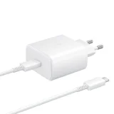 Миниатюра: Оригинално зарядно устройство комплект Samsung EP-TA845 45W с кабел USB-C, 220V Super Fast Charging в плик, Бяло