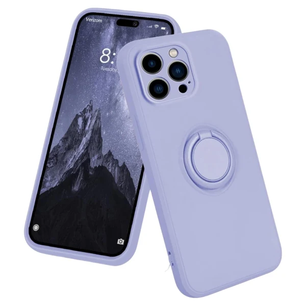 Силиконов кейс bSmart Finger Grip, За iPhone 15 Plus (6.7), Светлолилав