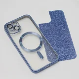 Миниатюра: Силиконов кейс bSmart Glitter Chrome Magsafe с протектори за камерите, За iPhone 15 Plus (6.7), Син