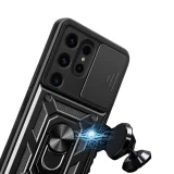 Миниатюра: Силиконов твърд кейс bSmart Defender Slide, За Samsung Galaxy S23 Ultra (S918B), Черен