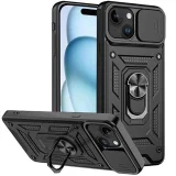 Миниатюра: Силиконов твърд кейс bSmart Defender Slide, За iPhone 15 Plus (6.7), Черен
