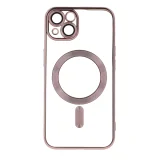 Миниатюра: Силиконов кейс bSmart Chrome Magsafe с протектори за камерите, За iPhone 15 (6.1), Розово-златен