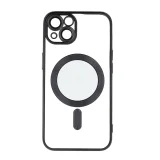 Миниатюра: Силиконов кейс bSmart Chrome Magsafe с протектори за камерите, За iPhone 15 (6.1), Черен