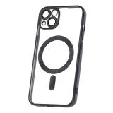 Миниатюра: Силиконов кейс bSmart Chrome Magsafe с протектори за камерите, За iPhone 15 (6.1), Черен