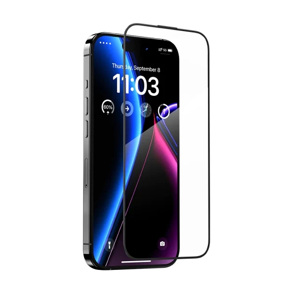 Стъклен протектор OG Premium с цяло лепило, За iPhone 15 Plus (6.7), Черен