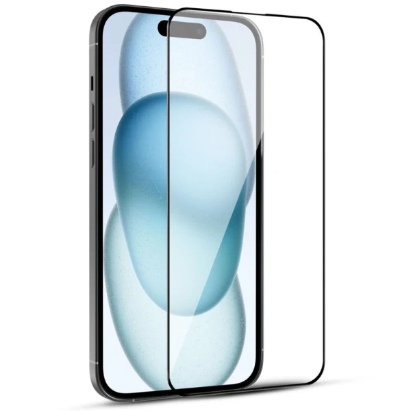 Стъклен протектор MBX 5D Slim с цяло лепило, За iPhone 15 Plus (6.7), Черен