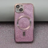 Миниатюра: Силиконов кейс bSmart Glitter Chrome Magsafe с протектори за камерите, За iPhone 14 Pro Max (6.7), Розов