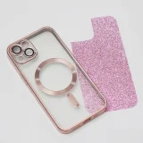 Миниатюра: Силиконов кейс bSmart Glitter Chrome Magsafe с протектори за камерите, За iPhone 14 Pro Max (6.7), Розов
