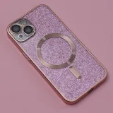 Миниатюра: Силиконов кейс bSmart Glitter Chrome Magsafe с протектори за камерите, За iPhone 14 Pro Max (6.7), Розов