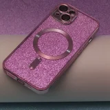 Миниатюра: Силиконов кейс bSmart Glitter Chrome Magsafe с протектори за камерите, За iPhone 14 Pro Max (6.7), Розов