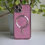 Миниатюра: Силиконов кейс bSmart Glitter Chrome Magsafe с протектори за камерите, За iPhone 14 Pro Max (6.7), Розов