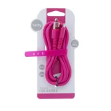 Миниатюра: Кабел USB-A - USB-C, Setty Barbie Style 1.5м 2.1A с подсилени конектори, Цикламен