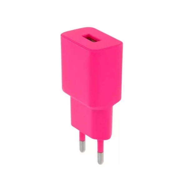 Зарядно устройство адаптер USB-A, Setty Barbie Style  220V, 2.4A, Цикламен