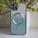 Миниатюра: Силиконов кейс bSmart Glitter Chrome Magsafe с протектори за камерите, За iPhone 14 Pro (6.1), Сребрист преливащ